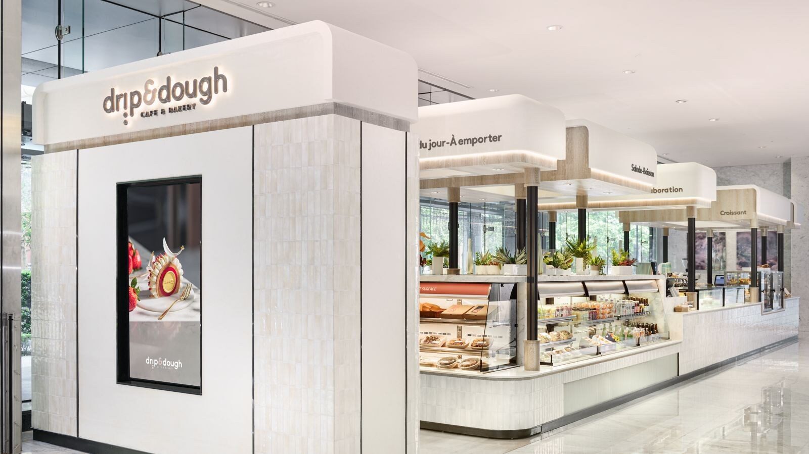 DRIP & DOUGH 的店面與麵包甜點櫃