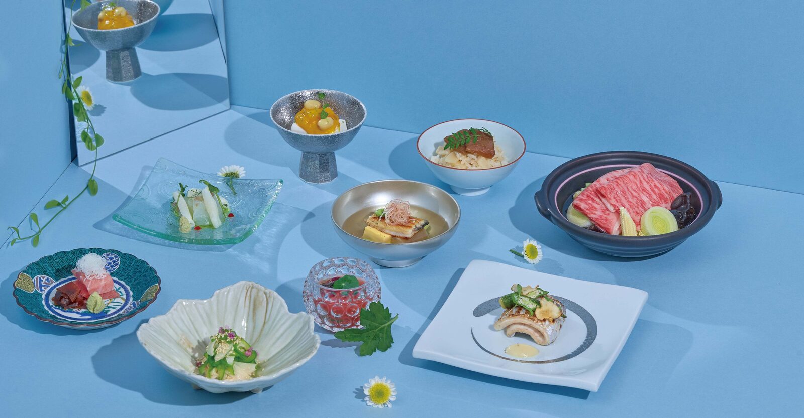 和牛鍋、刺身、デザートなど天翔廳の会席料理
